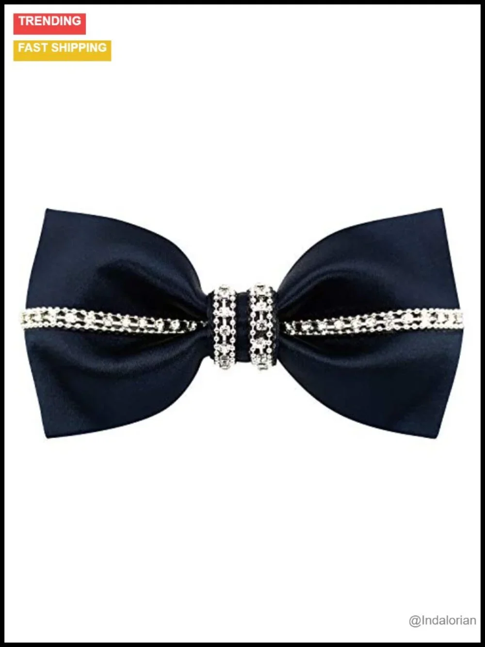 Men's Satin Silk Pre-tied Crystal Rhinestone Bow Tie Adjustable Wedding Party